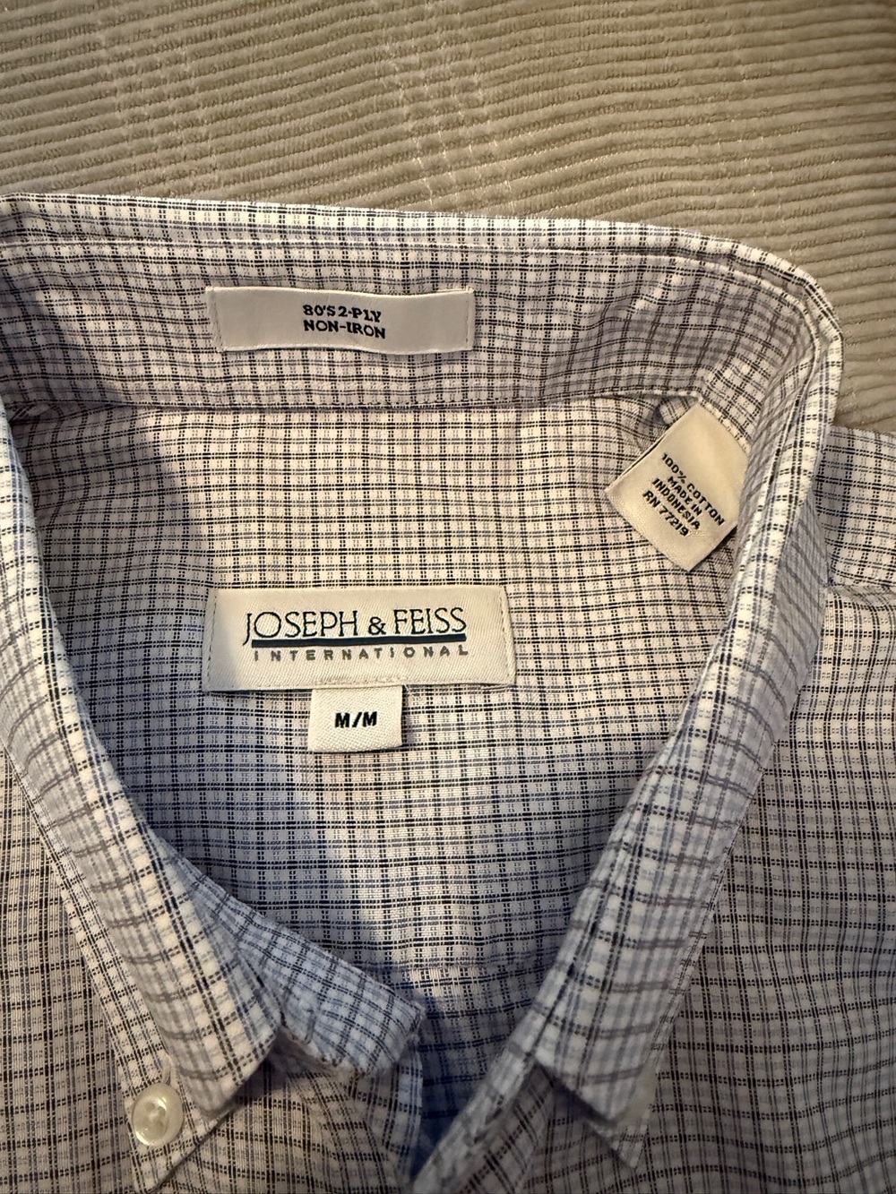 Joseph & Feiss International Button-Down Dress Shirt Medium 2-Ply No Iron Cotton - Picture 5 of 8